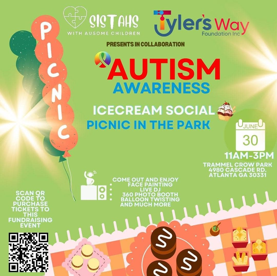 Autism Awareness Ice cream social event flyer.